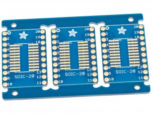 Adapterkort SO-20 / TSSOP-20 - DIP-20 - 3-pack @ electrokit