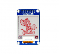 1.54" E-papper display monterad på kort svart/vit/röd @ electrokit