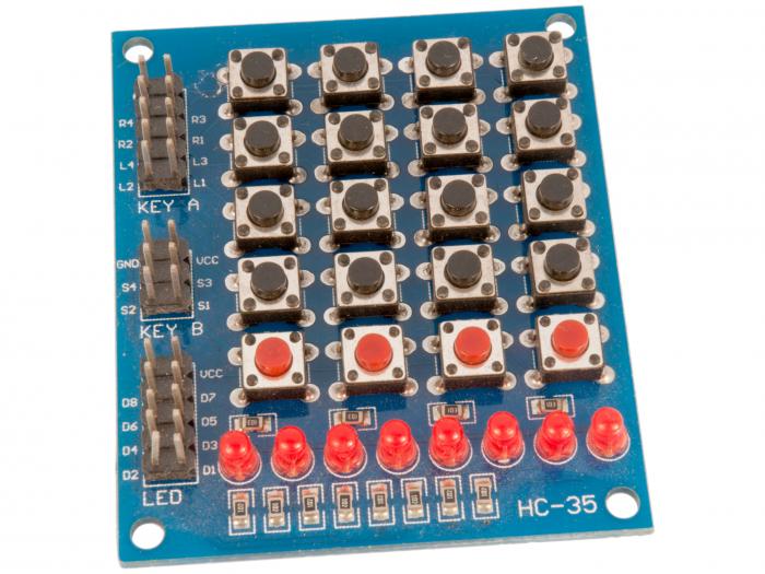 Tangentbord 16+4 knappar + 8 LED @ electrokit (1 av 1)