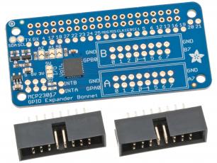 Adafruit GPIO Expander Bonnet - 16x GPIO over I2C @ electrokit