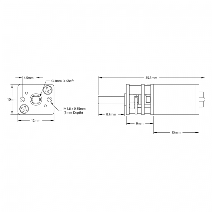 DC-motor med kuggvxel 150:1 175rpm 12V @ electrokit (3 av 3)