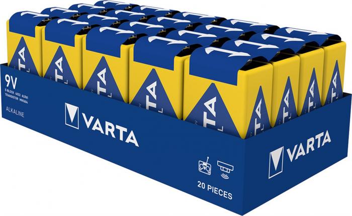 9V 6LR61 alkaliska batterier Varta 20-pack @ electrokit (2 av 2)