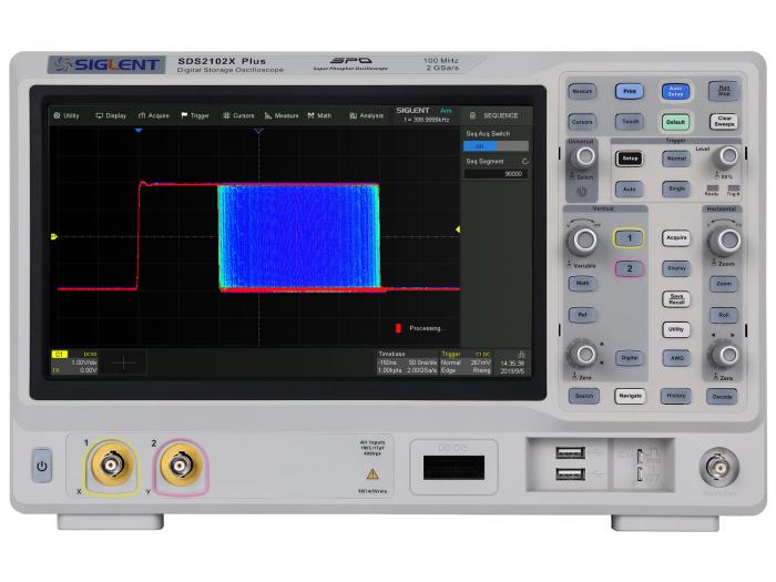 Oscilloskop 100MHz 2-kan Siglent SDS2102X+ @ electrokit (1 av 2)